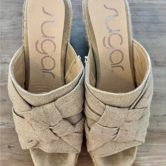 Sugar Brand Women's Harlem Beige Woven Wedges - Picture 9 of 12